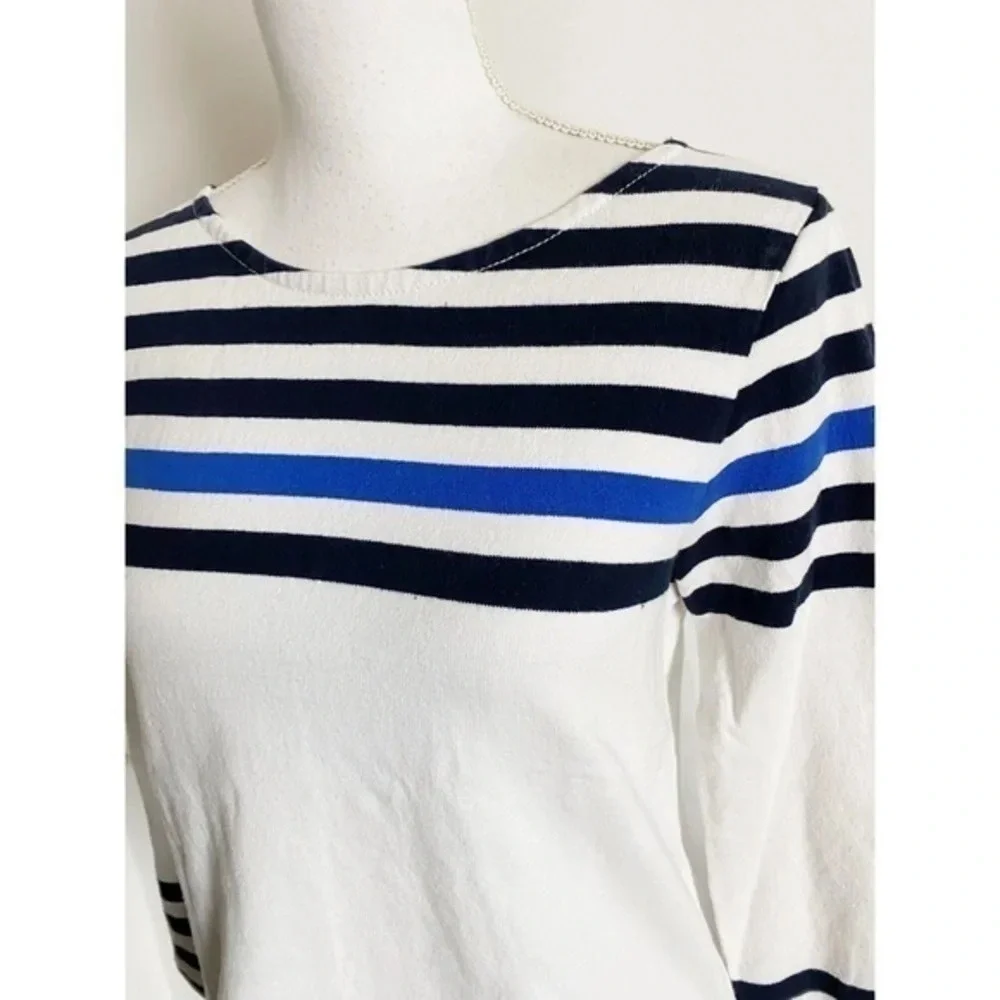 J. Crew • White Blue Striped Nautical Sailor Top